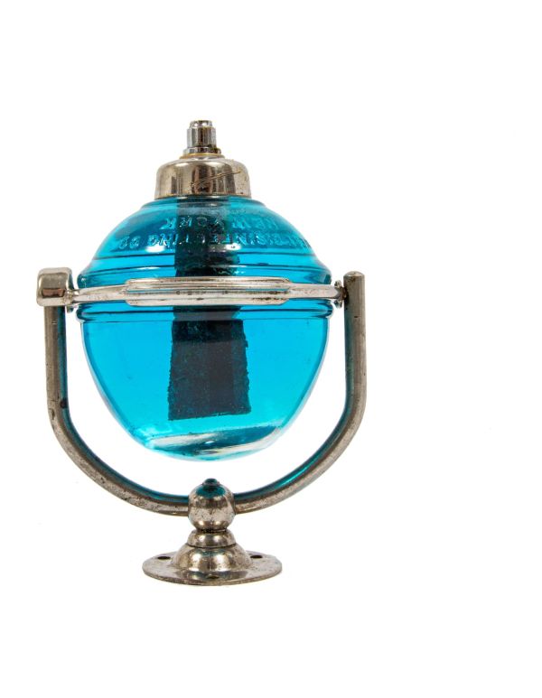all original and intact early 20th century new york city penn station interior lavatory wall-mount nickel-plated beau brummel glass orb tilting soap dispenser 