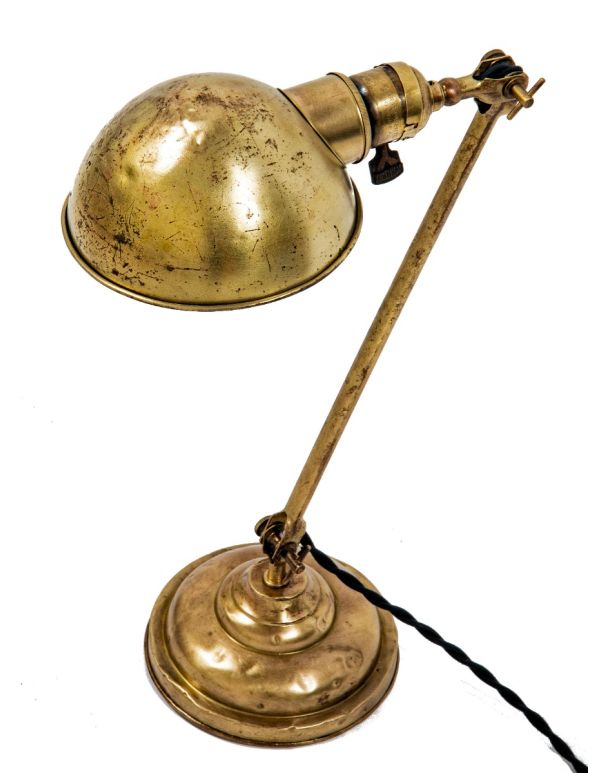 refinished and rewired early 20th century wrought and cast brass fairies double-joint articulating table lamp 