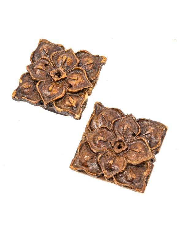 two matching 1893 chicago athletic association building varnished composite floral rosettes 