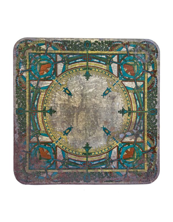 museum-quality 1920s original louis h. sullivan-designed polychromed lithographic tin stoveboard