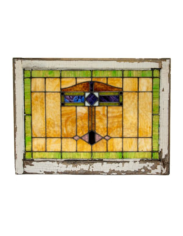 original salvaged chicago interior bungalow stained glass window fabricated by hugo eberhardt of h. eberhardt & co., chicago, il.