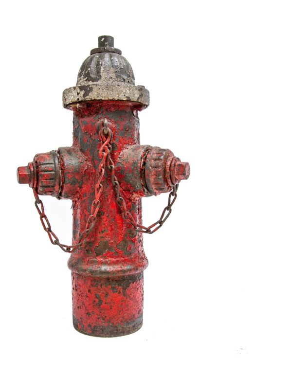 early 20th century freestanding small town wisconsin cast iron fire hydrant with early red paint finish 