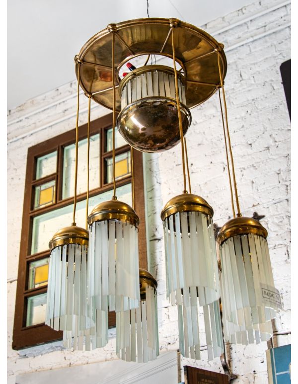 barry byrne-designed 1919 overized wrought brass and frosted glass william f. tempel interior ceiling fixture 