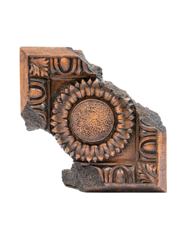 original 1899 louis lehle-designed salvaged chicago exterior brand brewery terra cotta fragment with centrally located floral rosette