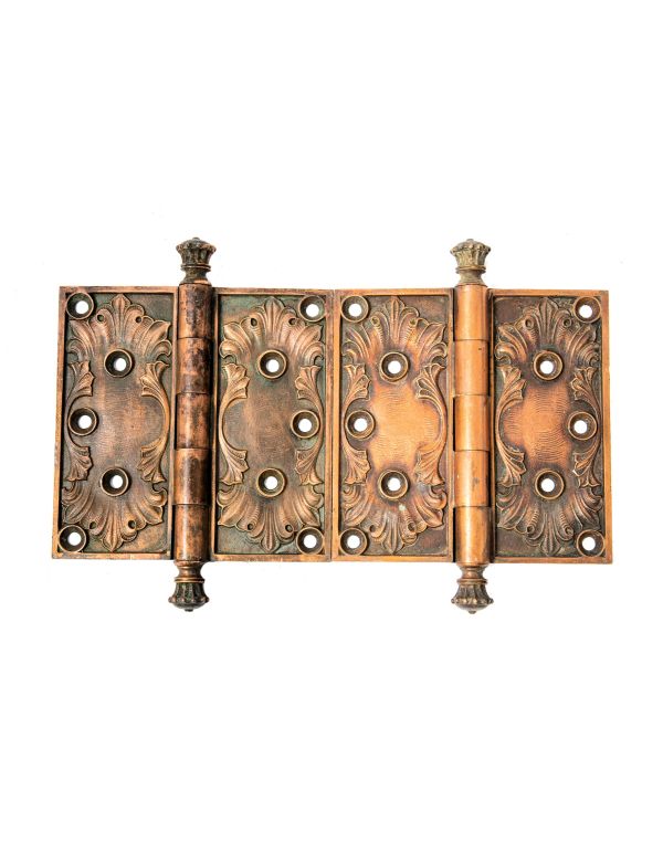 two matching custom-designed yale and towne copper-plated cast bronze columbus memorial building door hinges
