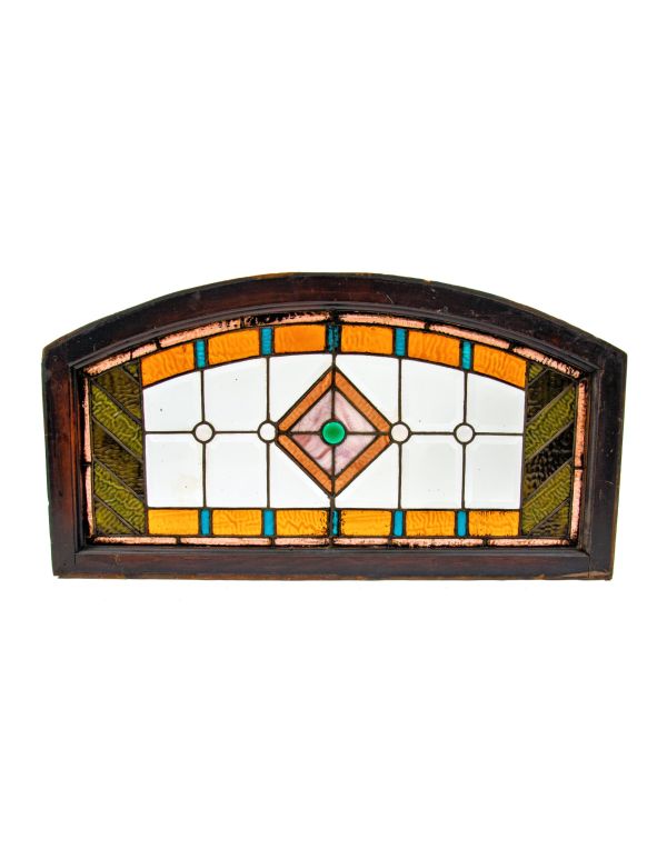 impressive late 1890s original salvaged chicago beveled and faceted jewel residential transom window