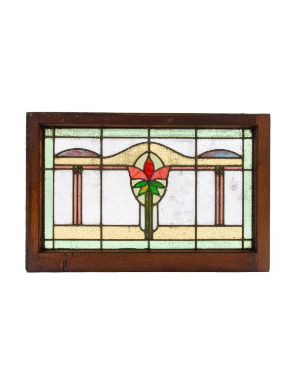 salvaged chicago interior residential early 20th century stained glass bungalow window with sash frame