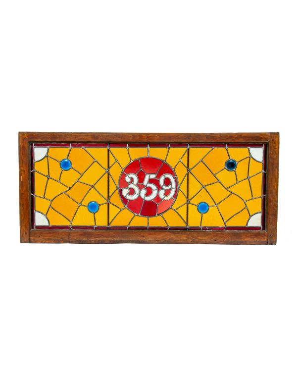 original oversized 1880s salvaged chicago american victorian residential transom address winow with large rondels