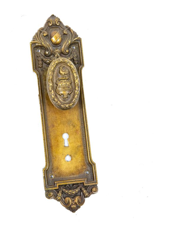 orginal custom-designed marshall and fox-designed cast brass blackstone hotel doorknob and backplate 