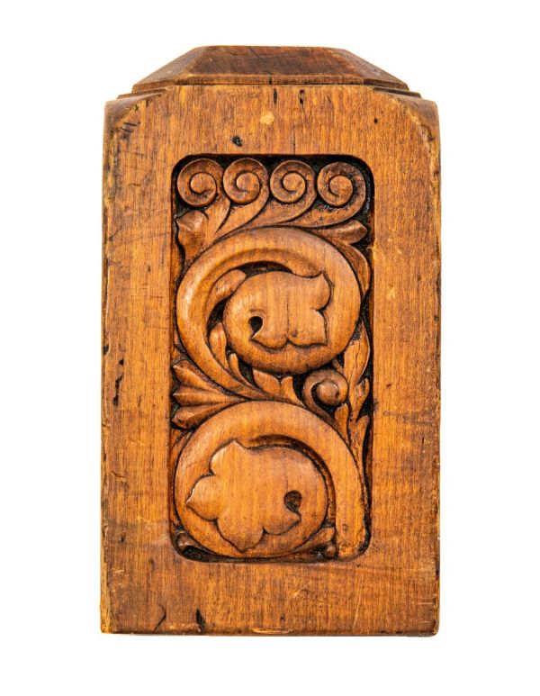unusual 19th century carved solid cherry wood newel post panel designed in the manner of john wellborn root