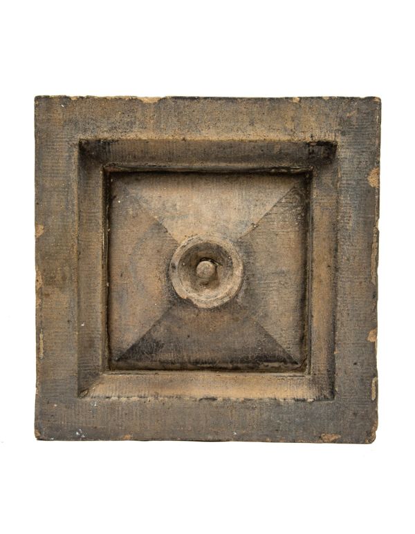 unusual early sullivanesque 1880s chicago "gray body" terra cotta block with centrally located ring salvaged from a train station 