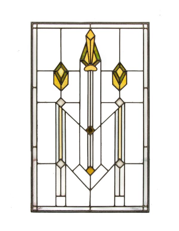 exceptional early 20th century museum-quality praire style residential art glass window attributed to linden glass company