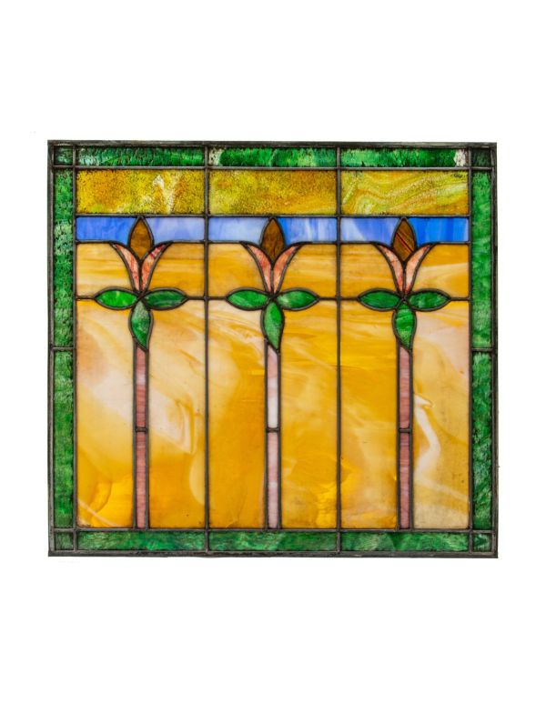 original 1915-1920 salvaged chicago interior residential antique american prairie style stained glass window