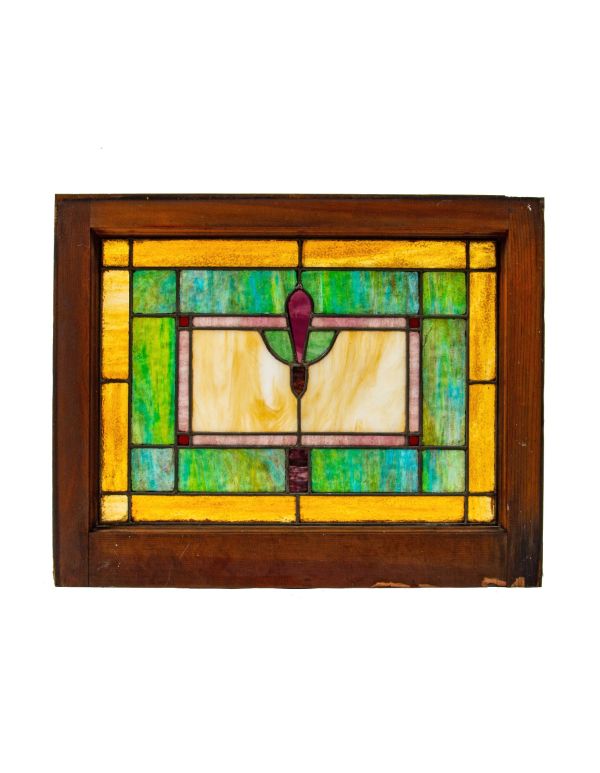 original early 20th century salvaged chicago bungalow transom stained glass window by foster and munger