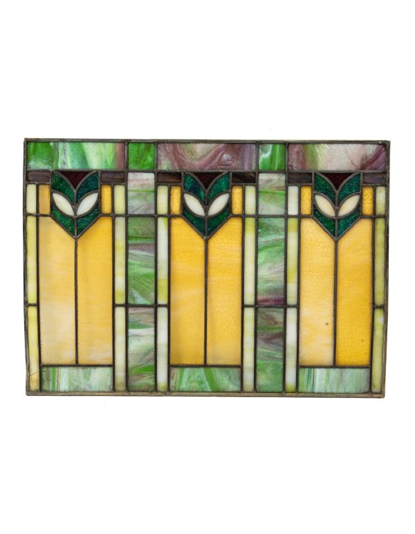 exceptional early 20th century strongly geometric salvaged stained glass transom window by foster and munger