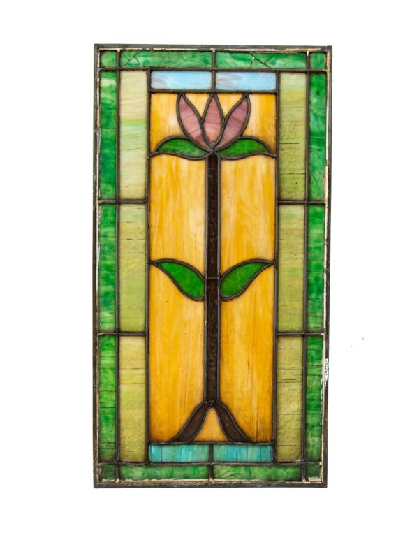early 20th century heroy glass company arts and crafts or craftsman style cabinet door window salvaged from chicago residence