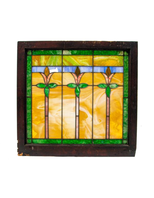 original early 20th century salvaged chicago vibrantly colored stained glass chicago bungalow transom window