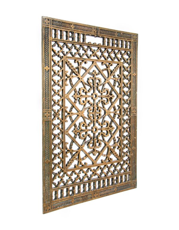 historically important solid bronze victorian-era floor grille or grate salvaged from henry ives cobb's chicago historical society building