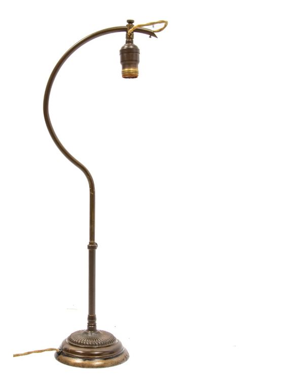 all original hard to find early 20th century c-arm faries table lamp with nicely aged surface patina 