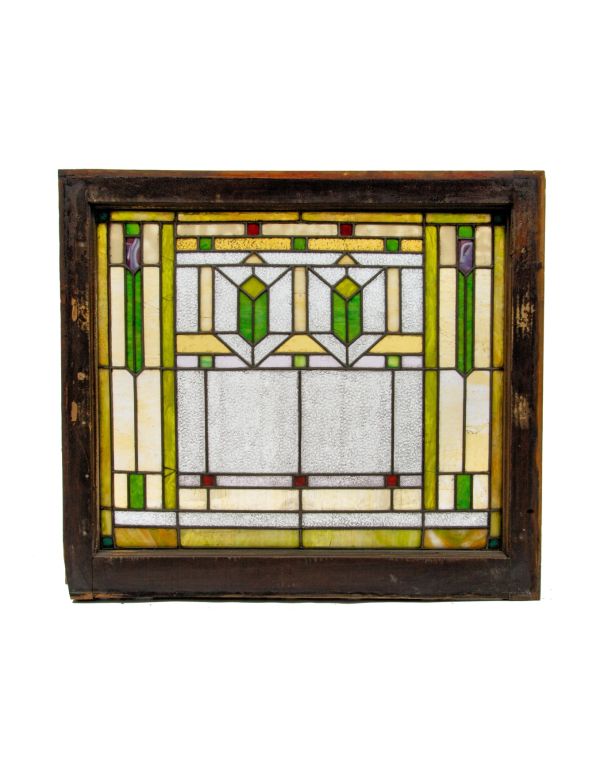 original and richly colored early 20th century antique american chicago schuler and mueller prairie style window 