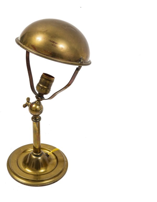 original early 20th century tilting spun brass faries table lamp with pivoting shade or reflector
