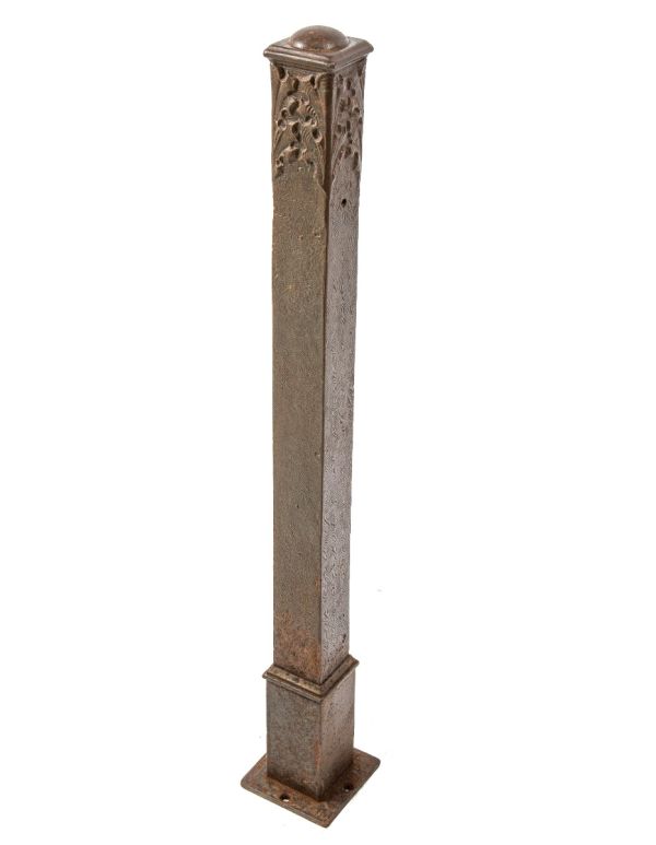 original frank lloyd wright-designed 1895 francisco terrace exterior cast iron newel post with four-sided leafage