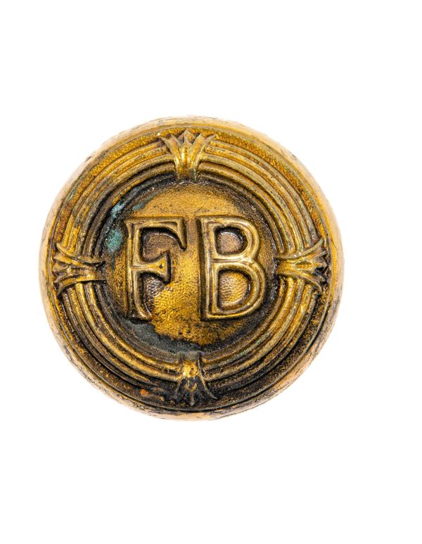 original 1905 pittsburgh farmers bank building monogrammed cast bronze doorknob