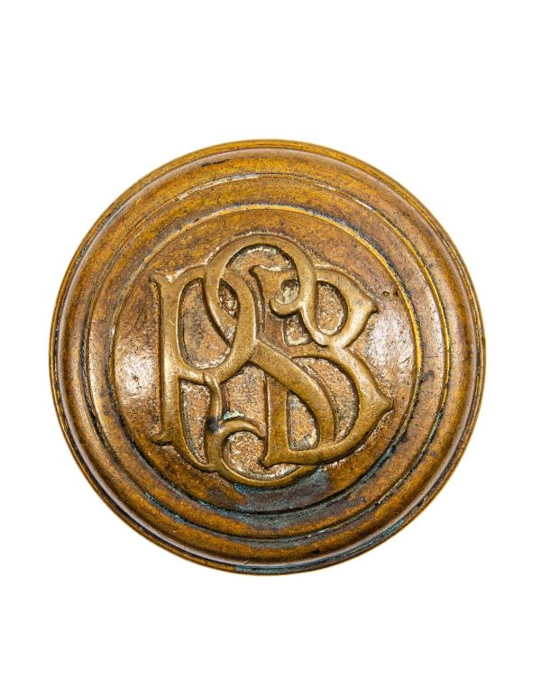 seldom found original 1922 boston park square building cast brass monogrammed doorknob