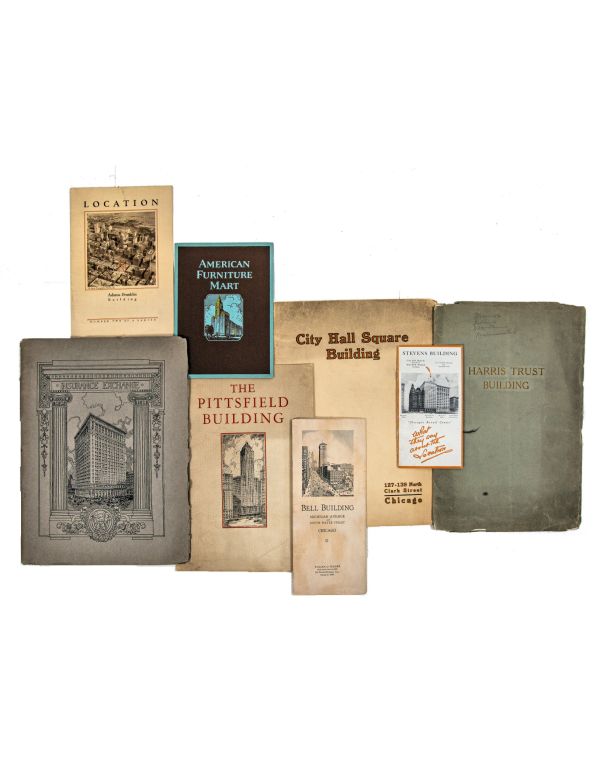 group of original hard to find early 20th century chicago commerical building rental booklets and brochures