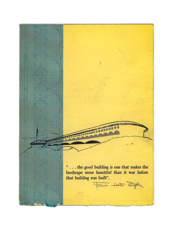 original 1962 dedication invite for frank lloyd wright's marin county civic center 