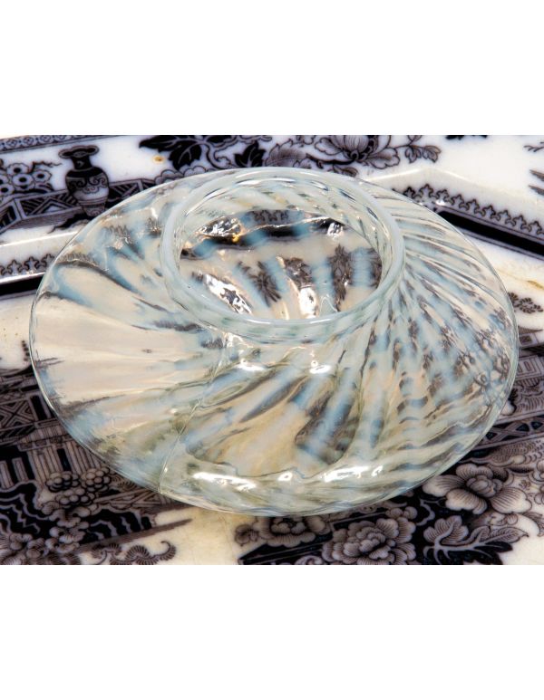 unusual 19th century original and intact american victorian-era opalescent swirl dish or bowl 