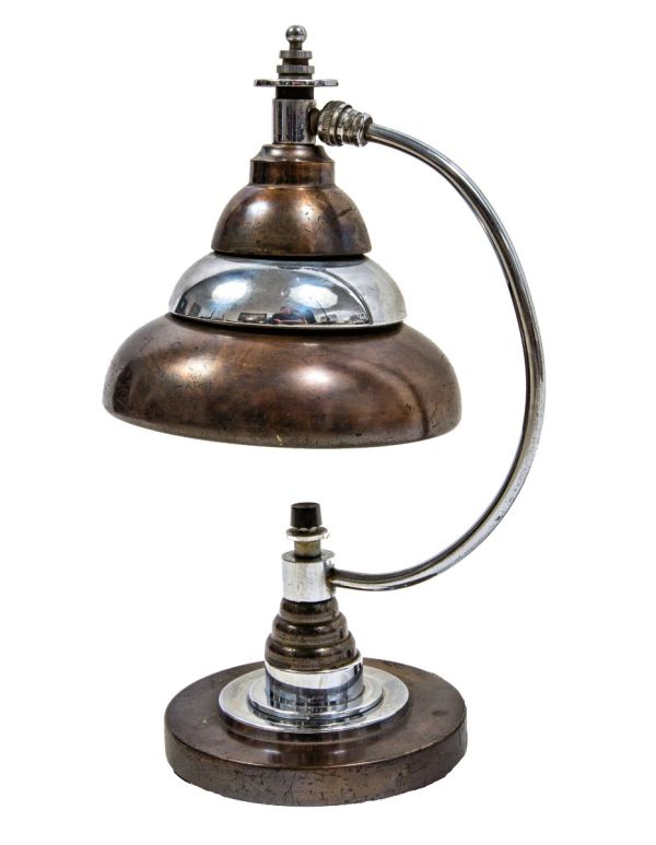 original 1930s american machine age bert dickerson-designed copper and chrome rewired markel desk lamp