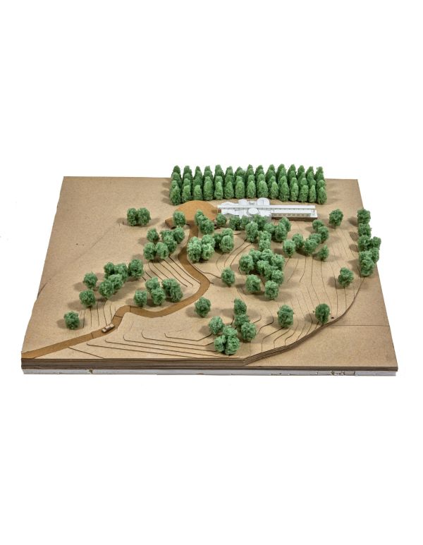 1980s-1990s original stanley tigerman-designed architectural presentation model with surrounding landscape 