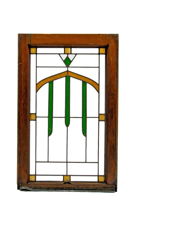 one of several matching original early 20th century salvaged chicago leaded art glass windows with intact wood sash frames