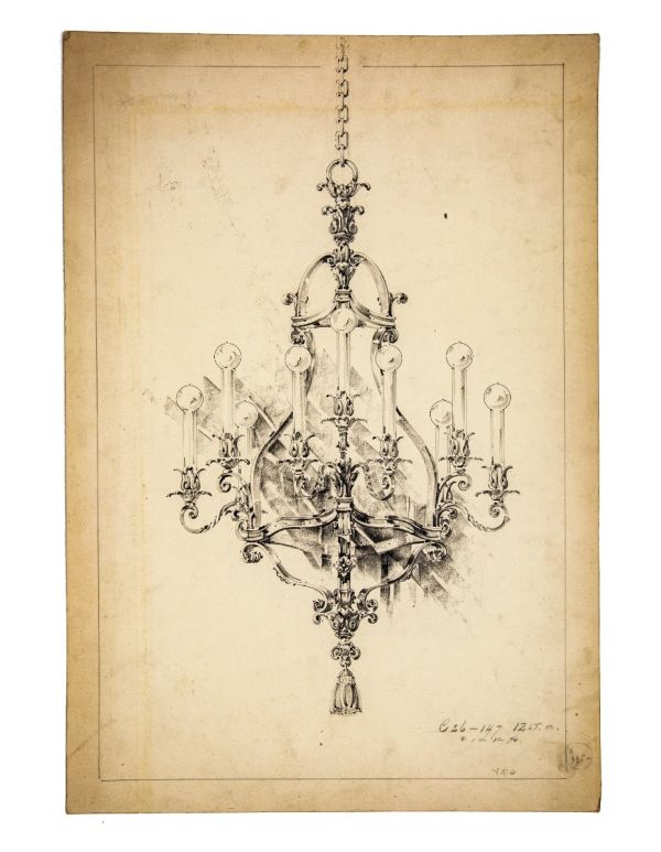 single early 20th century robert neueder-designed oversized ceiling fixture for beardslee lighting company 
