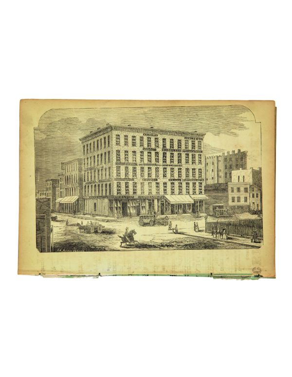 group of rare original and seldom seen engravings of downtown chicago buildings from the 1850s