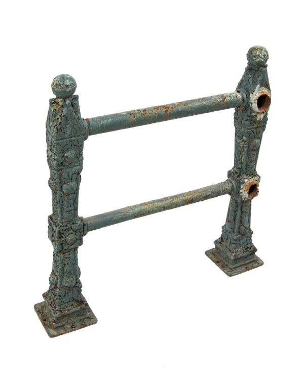 two matching highly sought after 19th century "chicago style" ornamental cast iron dearborn foundry exterior newel posts