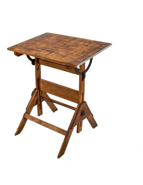 original early 20th century keuffel and esser unusually compact varnished oak wood fully adjustable chicago drafting table 