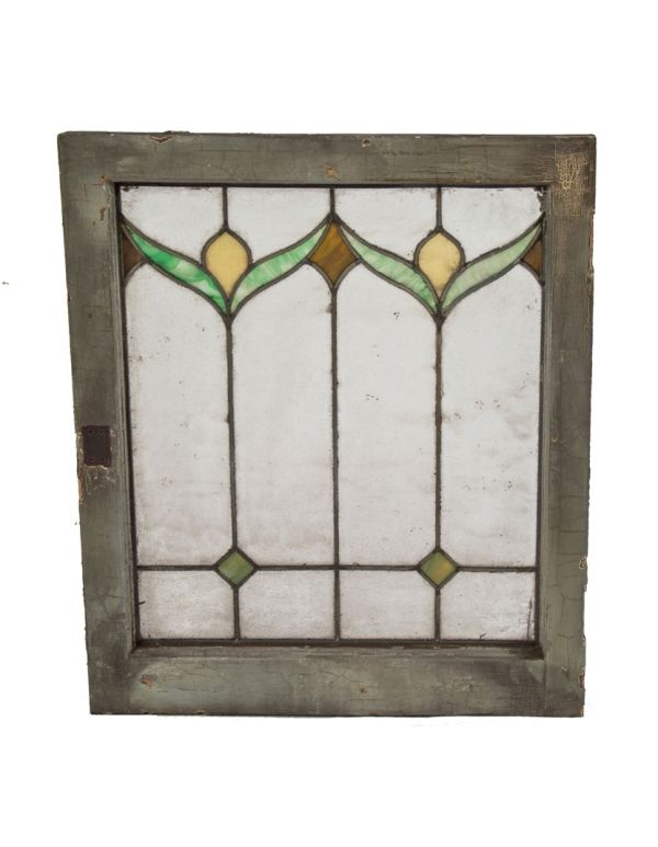 OLD ENGLISH LEADED STAINED GLASS WINDOW Pretty Band /& Heart Design 19.5/" x 18/"