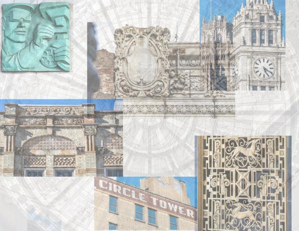 photographic images from architectural ornament survey across american cities in spring of 2023