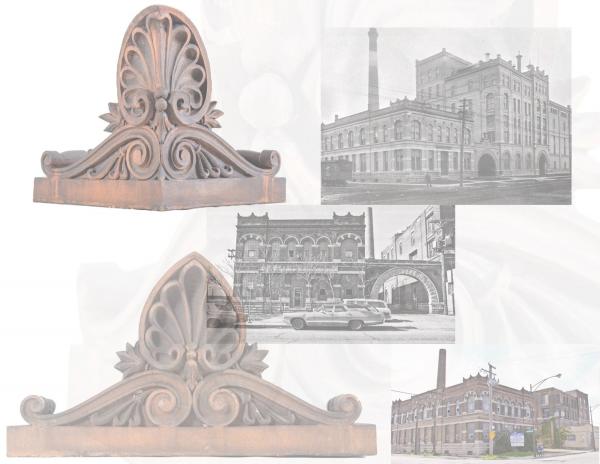 exceptional northwestern terra cotta roofline ornament from louis lehle-designed brand brewery acquired over weekend