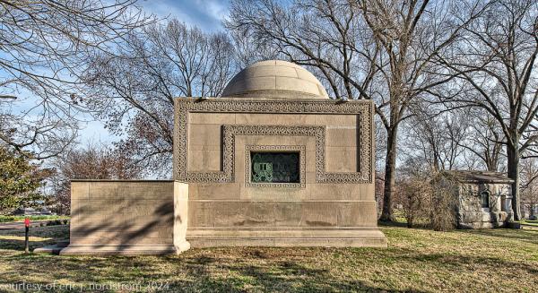louis h. sullivan-designed 1892 ellis wainwright bedford limestone tomb in bellefontaine cemetery, st. louis, mo.