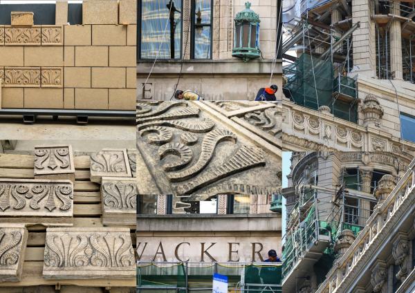 restoration of chicago's jewelers building terra cotta exterior in photographic images
