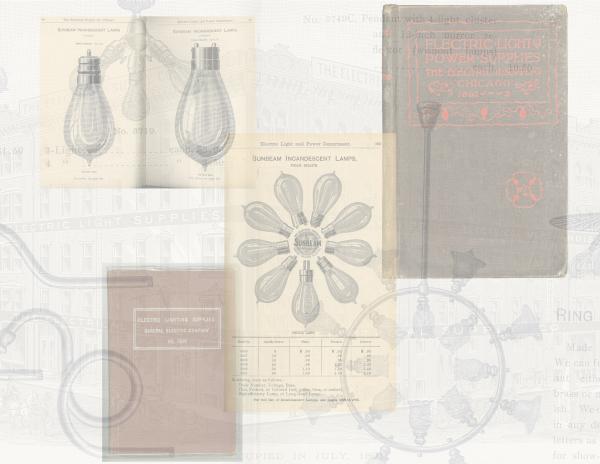 two seldom found late 19th century electric light and supply hardbound catalogs added to bldg. 51 musuem archive.