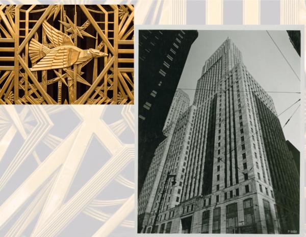 a photographic study of one lasalle street building's art deco bronze lobby ornament