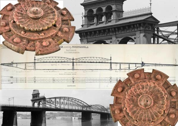 historically important gustav lindenthal-designed cast iron smithfield street bridge ornamental rosette joins bldg. 51 museum collection