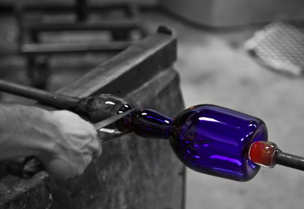 an evening spent creating glass bottles at a chicago-based glassblowing studio