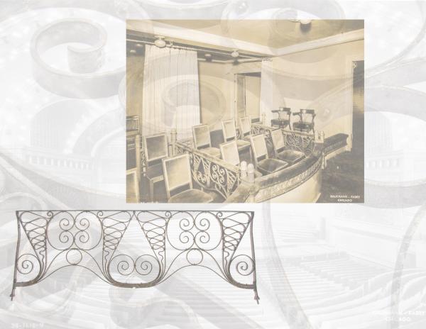 rare louis sullivan-designed auditorium theater wrought iron box seat grille joins bldg. 51 museum collection