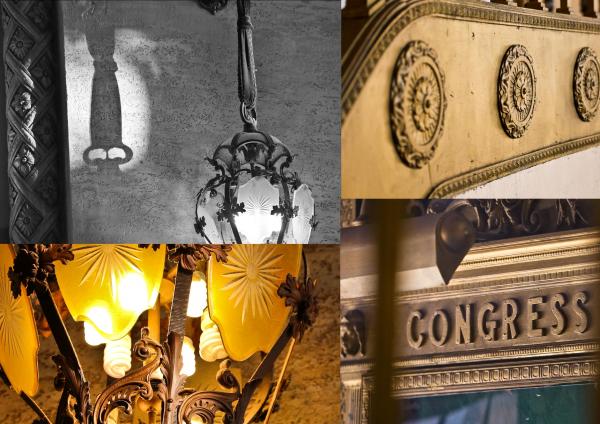 photographing congress theater's vestibule and lobby fixtures during the "golden hour"