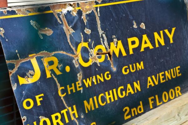 was the historically important wrigley chewing gum factory porcelain enameled sign scrapped?